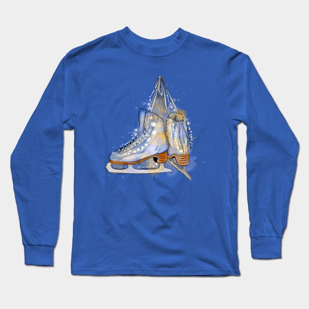 Pair Ice Skates Long Sleeve T-Shirt by Mako Design 